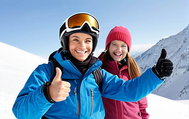 **Image Prompt:** An encouraging snowboarding instructor, smiling, giving a thumbs-up to a nervous beginner student on a gentle, snow-covered slope. Focus on building trust and confidence.