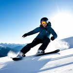 A professional female snowboarder in a high-quality, modest winter sports suit, gracefully carving a turn on a pristine, snow-covered mountain slope. Her body posture exudes confidence and control, showcasing the importance of sharp edges for precise maneuvers. The background features majestic, sunlit mountain peaks and a clear, blue sky. The image is a high-resolution, dynamic outdoor photograph with natural lighting. perfect anatomy, correct proportions, natural pose, well-formed hands, proper finger count, natural body proportions, safe for work, appropriate content, fully clothed, modest clothing, family-friendly.