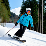 **

A young Malaysian woman, fully clothed in a modern, modest ski jacket and pants, snowboarding down a gentle slope at Bukit Tinggi Resort. She is wearing a helmet and goggles. The scene is bright and sunny, with pine trees in the background. safe for work, appropriate content, professional. perfect anatomy, correct proportions, natural pose, well-formed hands, proper finger count, family-friendly.

**