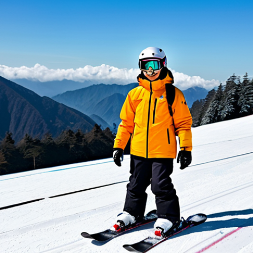 스키와 보드 초보자 트렌드 - A beginner snowboarder, fully clothed in appropriate winter gear (waterproof jacket, snow pants, glo...